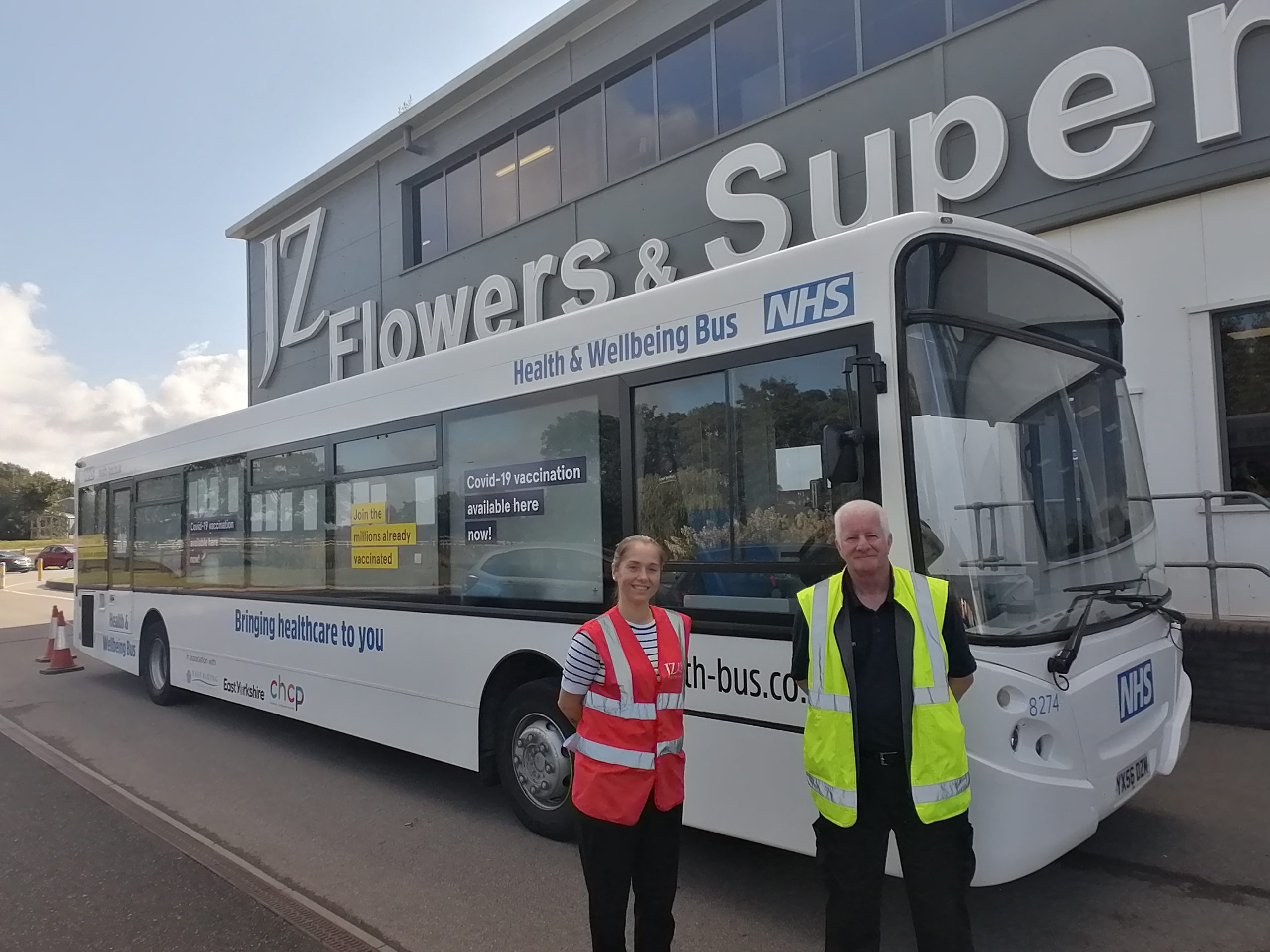 NHS COVID-19 Health & Wellbeing Vaccination Bus Visits JZ Flowers